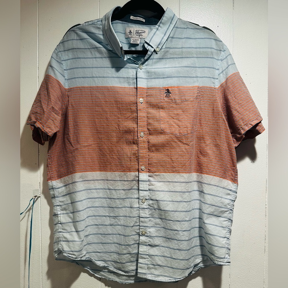 Original Penguin Blue and Brown Casual Button Down Shirt